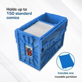 (CASE OF 5) BCW Short Comic Book Storage Plastic Bin Stackable Box Heavy Duty New - BLUE