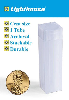 Lighthouse US Cent Penny Square Coin Tubes Archival Long Term Storage