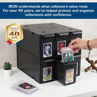 GRADED BCW 6 Drawer Card Catalog storage box bin - Black - NEW - For Graded Card