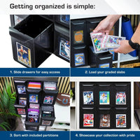 GRADED BCW 6 Drawer Card Catalog storage box bin - Black - NEW - For Graded Card