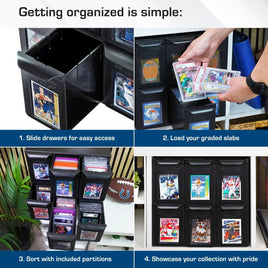 GRADED BCW 6 Drawer Card Catalog storage box bin - Black - NEW - For Graded Card