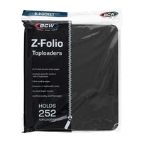 BCW Z-Folio 9 Pocket ZIPPER Toploader Album - Black HOLDS TOPLOADER
