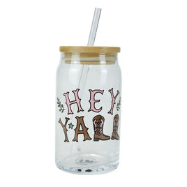 Enesco Our Name is Mud Hey Y'all Iced Coffee Latte Glass 16 Ounce