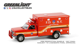 1/64 Greenlight 1989 F-350 Ambulance FDNY Logistical Support First Responders