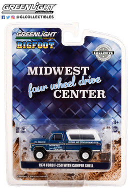 1974 FORD F-250 PICKUP BLUE "BIGFOOT" 1/64 DIECAST MODEL BY GREENLIGHT 30345