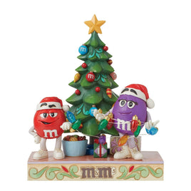 Jim Shore M&M'S Christmas Red and Purple M&M's w Christmas Tree Figurine 6015679