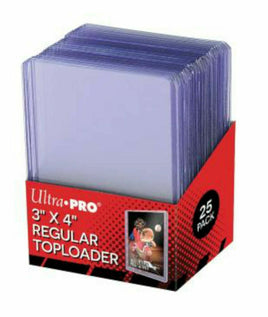 Pack of 25 Ultra Pro Clear Regular 35pt 3x4 Toploader Trading Card Top Loaders