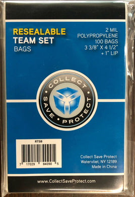 100 RESEALABLE TEAM SET BAGS COLLECTSAVE PROTECT