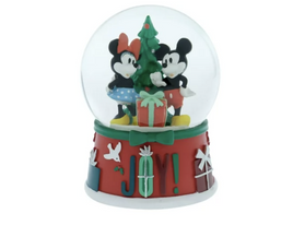 Disney 100 Mickey Minnie Holiday Snow Globe 100mm Plays Jingle Bells