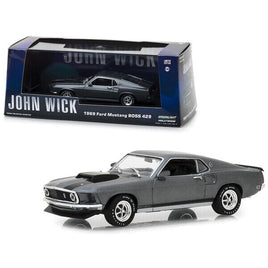 GREENLIGHT 86540 1:43 1969 FORD MUSTANG BOSS 429 GRAY "JOHN WICK" W/CASE