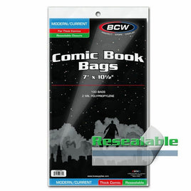 BCW Current Modern Thick 2-Mil Polypropylene Resealable Comic Book Bags